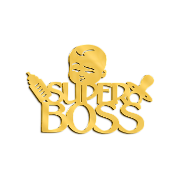 картинка Топпер "SUPER BOSS", 10*7см, золото от магазинаАрт-Я
