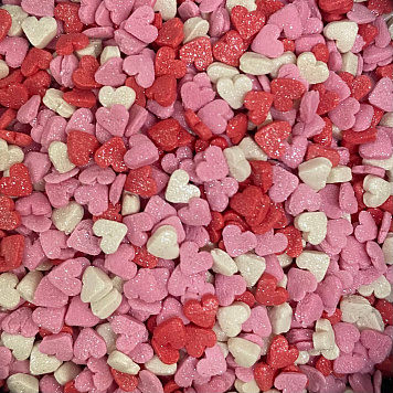 картинка Посыпка №348/11 сахарная Сердечки перламутровые(розовые, красные, белые), 50гр от магазинаАрт-Я