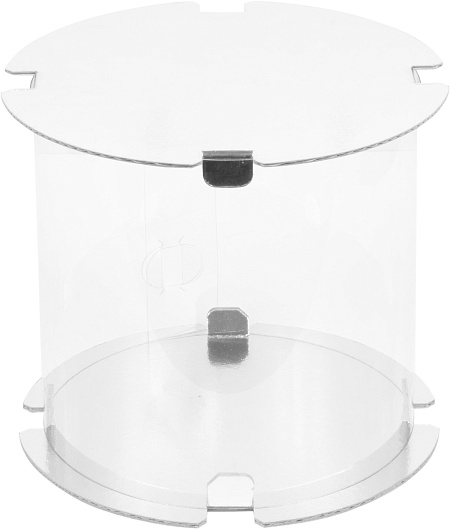 картинка Коробка для торта, пряничный домик прозрачная ТУБУС диам.240мм выс.240мм (белая) от магазинаАрт-Я