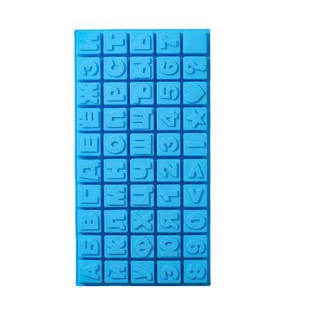картинка Форма для выпечки Алфавит и цифры, 50 ячеек, 35*18,5*2 см от магазинаАрт-Я