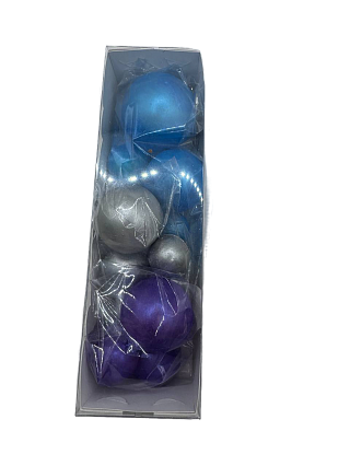 картинка Набор сфер "Новогодний"(серебро, фиолетовый,синий,кандурин) от магазинаАрт-Я