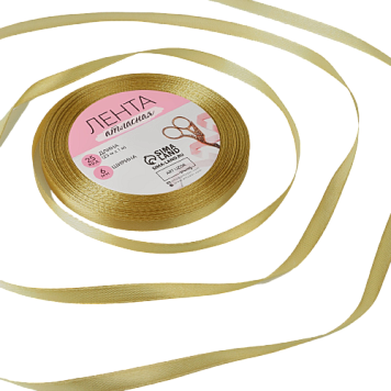 картинка Лента атласная горчичная  №104 , 6 мм*23м от магазинаАрт-Я