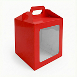 картинка Коробка 15*15*18см под кулич с фронтальной загрузкой КРАСНАЯ от магазинаАрт-Я