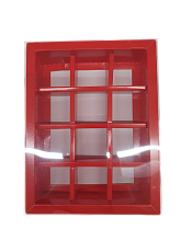 картинка Коробка для 12 конфет с пластиковой крышкой 190*145*38 (КРАСНАЯ) от магазинаАрт-Я