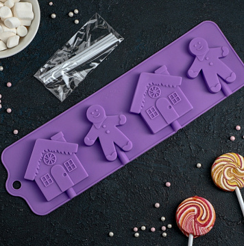 картинка Форма для леденцов 31×9 см "Дом для имбирного пряника", 4 ячейки от магазинаАрт-Я