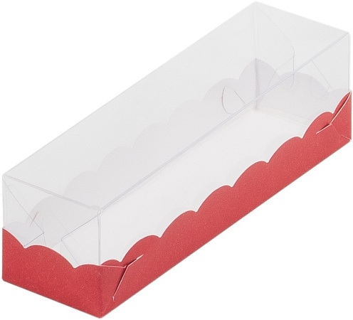картинка Коробка для макарон с пластиковой крышкой КРАСНАЯ 190х55х55 от магазинаАрт-Я