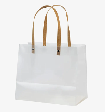 картинка Пакет для коробок, прозрачный PET 20х20х20 см с коричневыми ручками от магазинаАрт-Я