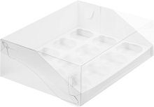 картинка Коробка для 12 капкейков с пластиковой крышкой 310*235*100мм СЕРЕБРО от магазинаАрт-Я