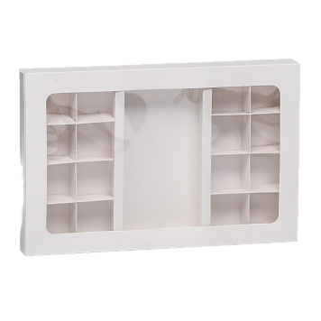 картинка Коробка №310 16 конфет+шоколад, белая 30*20*3 см от магазинаАрт-Я