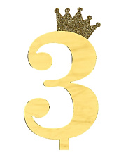 картинка Топпер акриловый «Цифра 3» (10,5 см, золотой) от магазинаАрт-Я