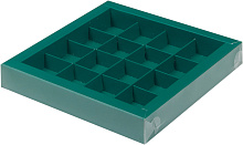 картинка Коробка для 16 конфет с пластиковой крышкой 200*200*30 ЗЕЛЕНАЯ от магазинаАрт-Я