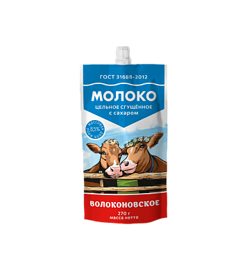 картинка Молоко цельное сгущенное с сахаром "Волоконовское” м.д.ж 8,5% 270гр  ГОСТ от магазинаАрт-Я