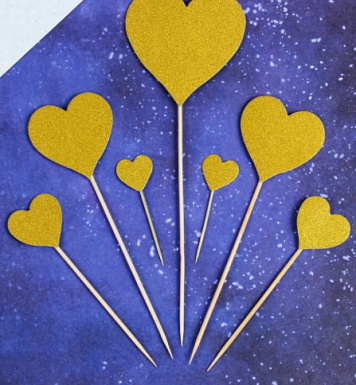 картинка Топпер Сердце, набор 7 шт.,золотой от магазинаАрт-Я