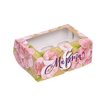 картинка Коробка №338 для 6 капкейков «С 8 марта» от магазинаАрт-Я