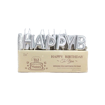 картинка Набор свечей для торта «Happy Birthday» (серебро, 7 см) от магазинаАрт-Я