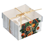 картинка Коробка №334 для 4 капкейков «Новогодний натюрморт» от магазинаАрт-Я